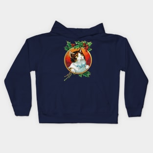 Vintage Christmas Cat Sweater Kids Hoodie